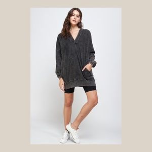 Mineral Wash Hoodie Tunic Top